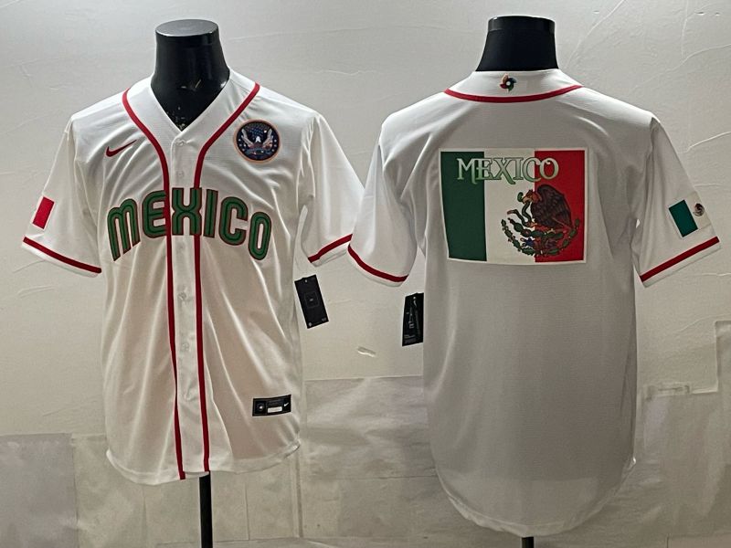 Men 2026 World Cub Mexico Blank White Game Nike MLB Jersey style 007